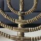 Grande Ménorah/Chandelier Hébraïque à 8 branches. Étoile David. Bronze