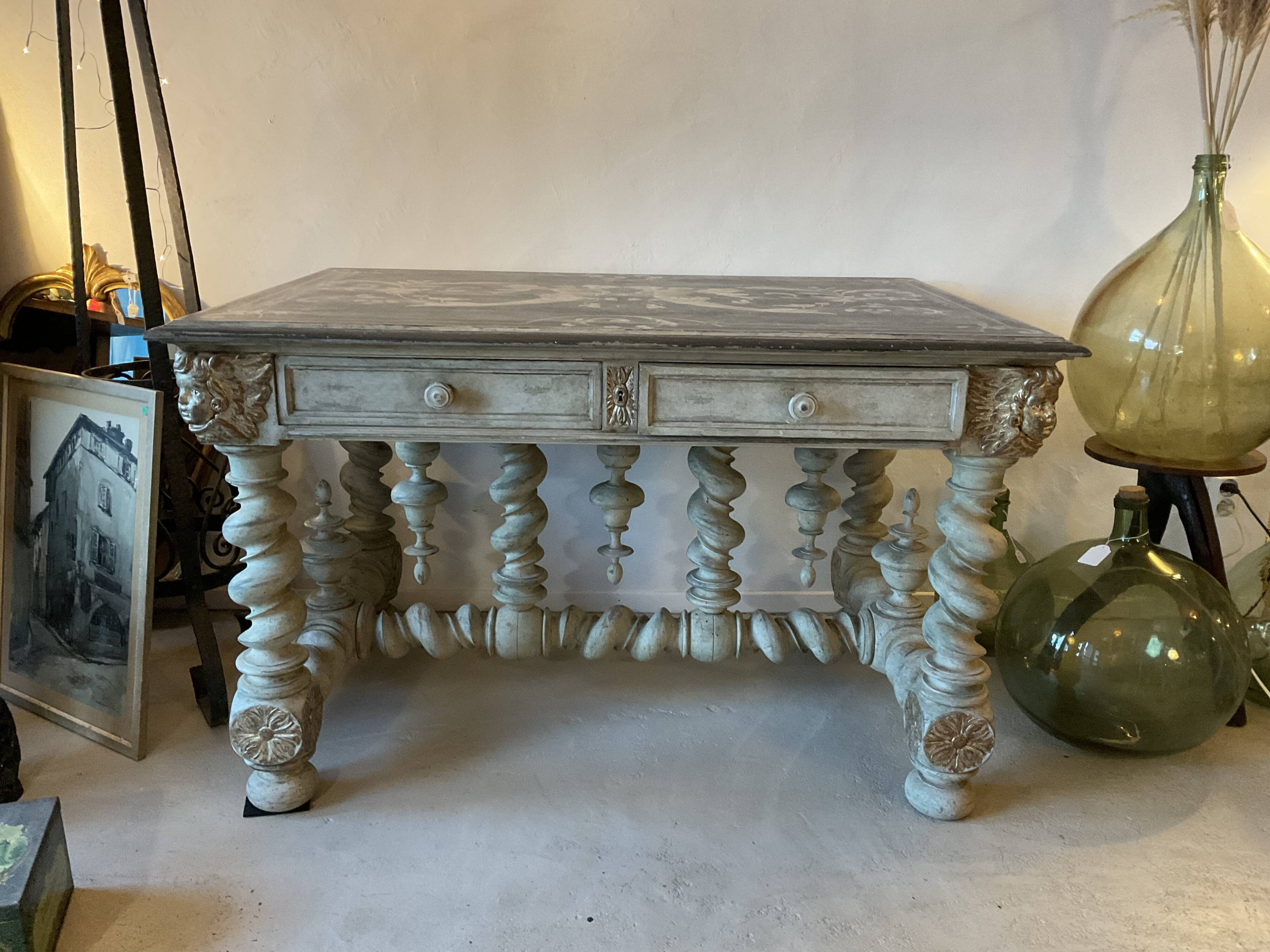 Table / office with 2 drawers. louis xiii style