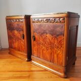Pair of Art Deco bedside tables in solid blonde walnut – France 1930