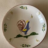 12 soup plates with calottes, Rooster La Rochelle decor, 18th century copy