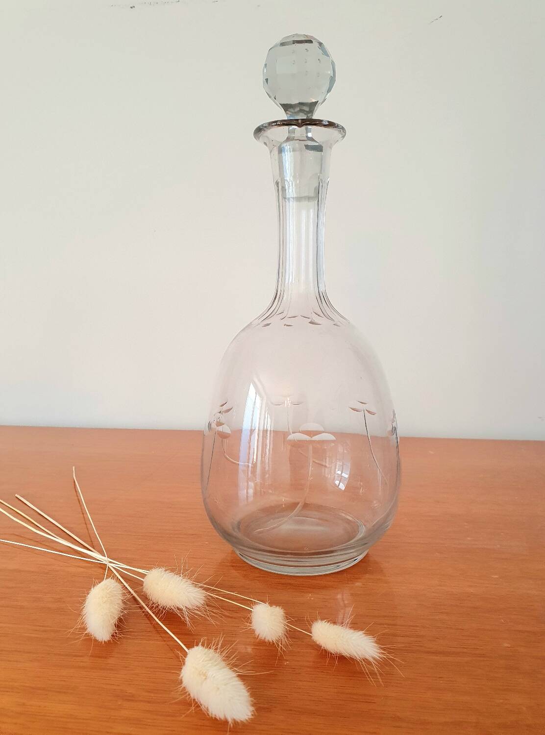 Vintage etched glass carafe