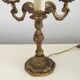 Bronze French Antique Art Nouveau 3-Light Candelabra Lamp Pleated Shade