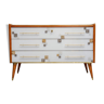 Chest of drawers in white tinted glass wood and Murano glass 1980