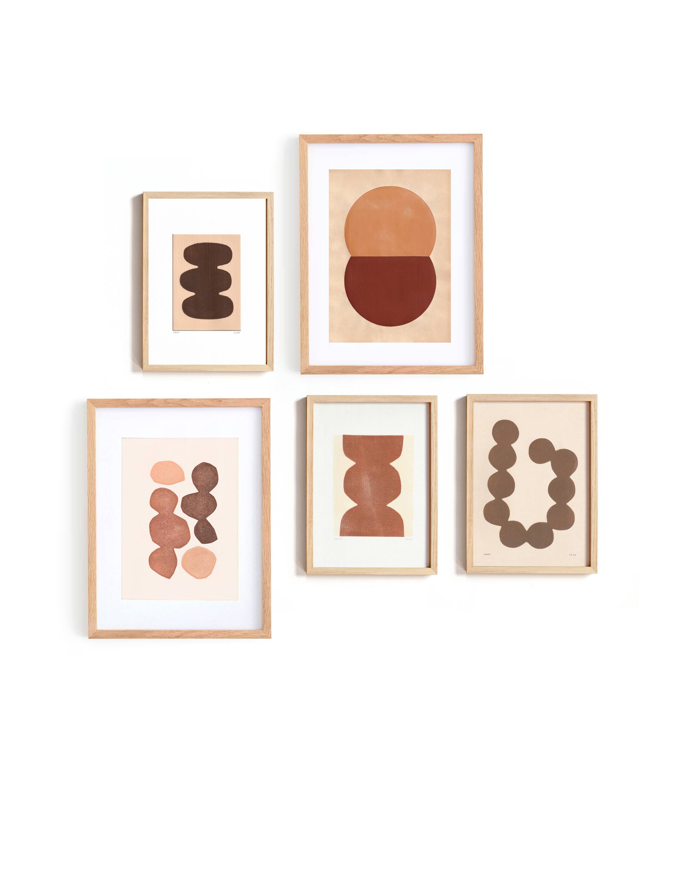 collection of 5 abstract paintings and collages on paper signed eawy