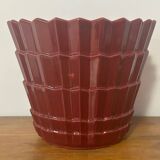 Old Saint Clément vintage burgundy red ceramic flowerpot