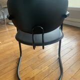 Armchair in black aluminum and leather by Effezeta, 1970