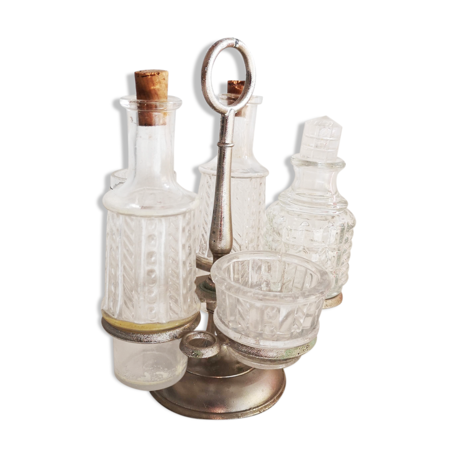 Serviteur De Table Ancien En Métal Argenté - Porte Bouteille Cognac, Rhum, Kirsch