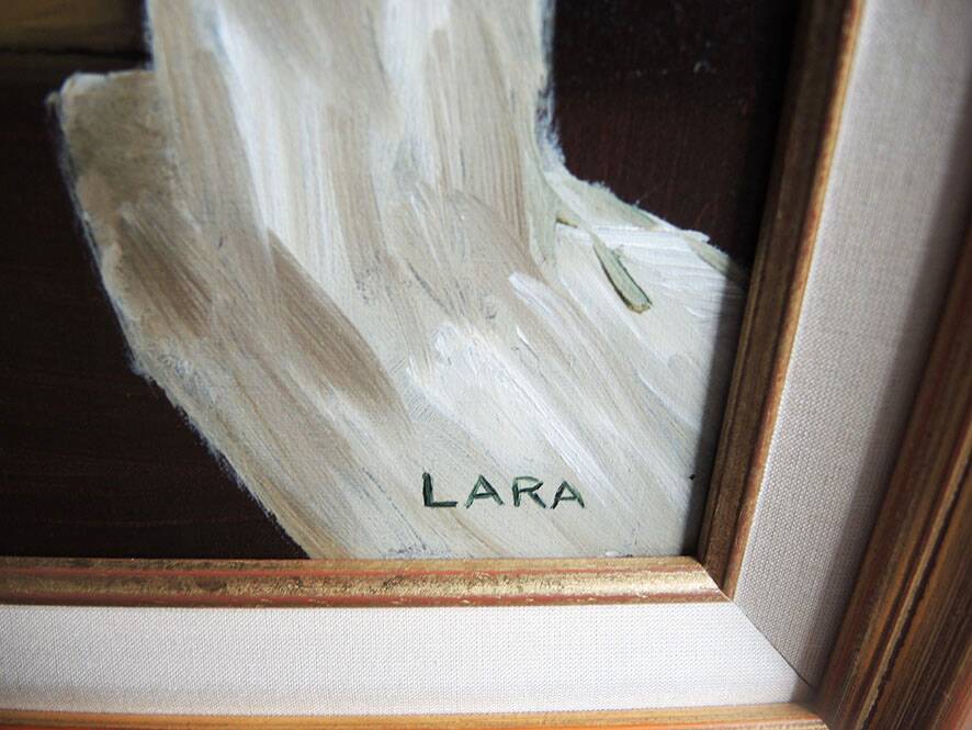 Old Still Life Painting Signed & Framed: Lara