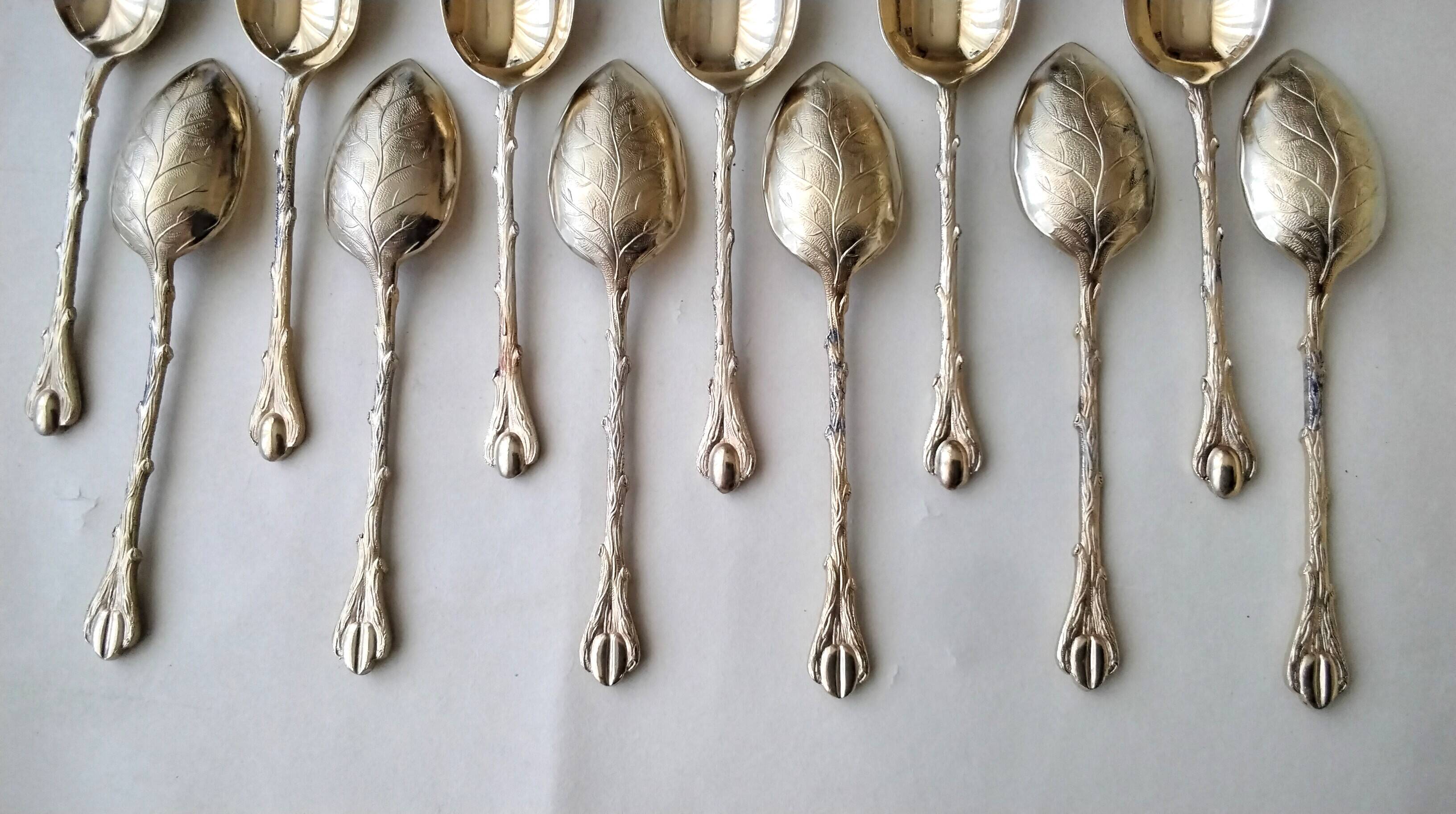 12 gold metal moka spoons Deetjen Model "Coffee Bean"