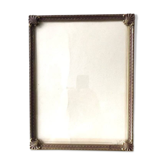 Cadre photo vintage en métal 26,5 x 24,5 cm verre convexe