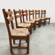 Brutalist rush dining chairs vintage 1970