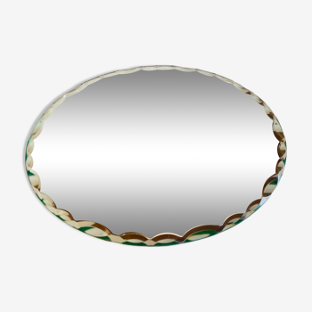 Vintage round and beveled table mirror