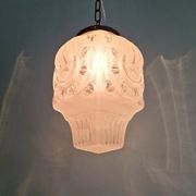 Art Deco pendant light in frosted transparent glass, 1920-30.