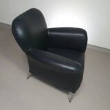 3 x rare armchair / model Turn / black leather / Bert Plantagie in mint condition.