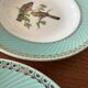 Set of 4 vintage deep plates in earthenware • Bird and leaf decoration