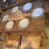 Farmhouse table with raw wood drawer