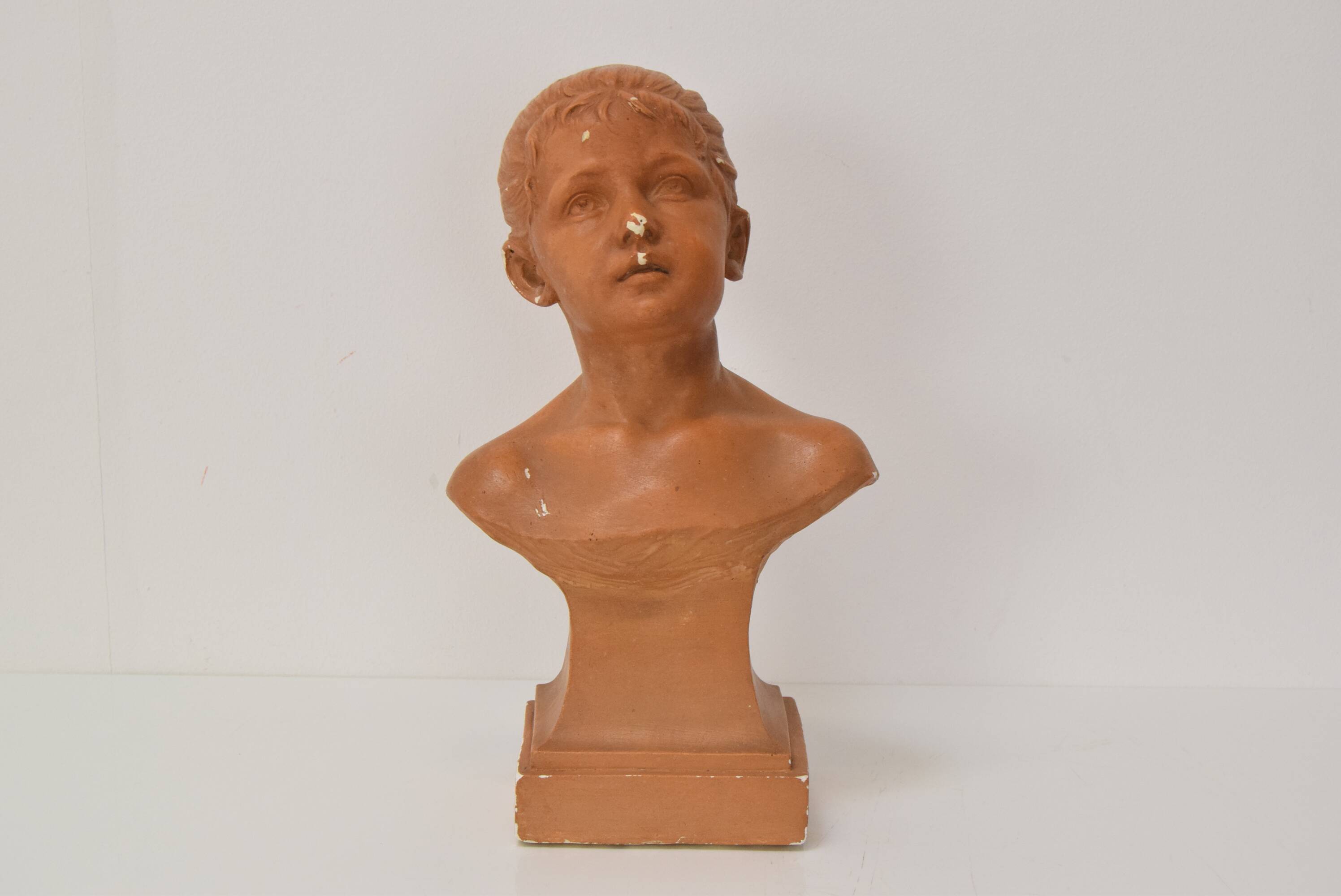 Plaster bust from the Belle Époque period by Jindřich Říha, 1890s.