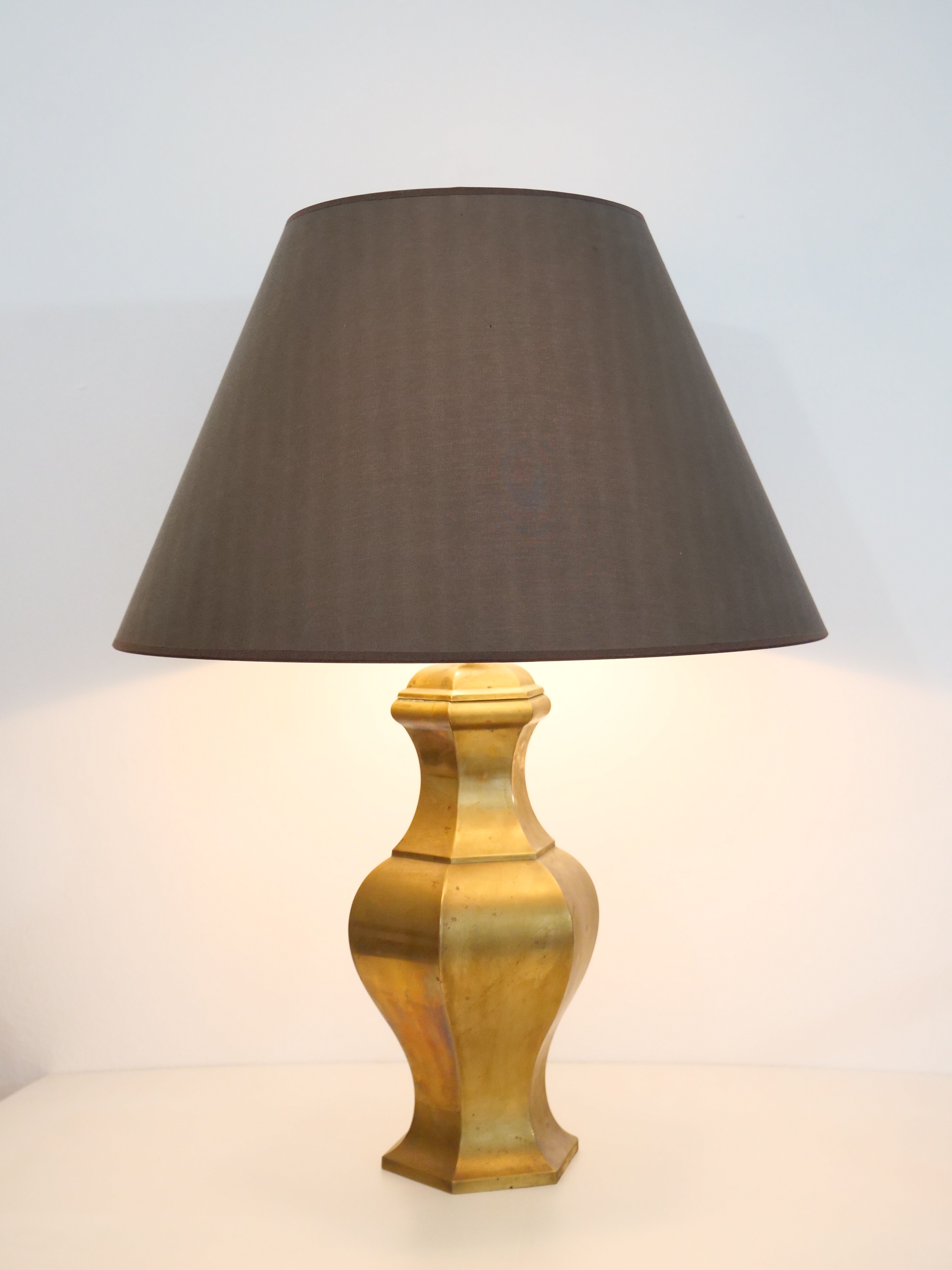 Neoclassical brass lamp large format design italy