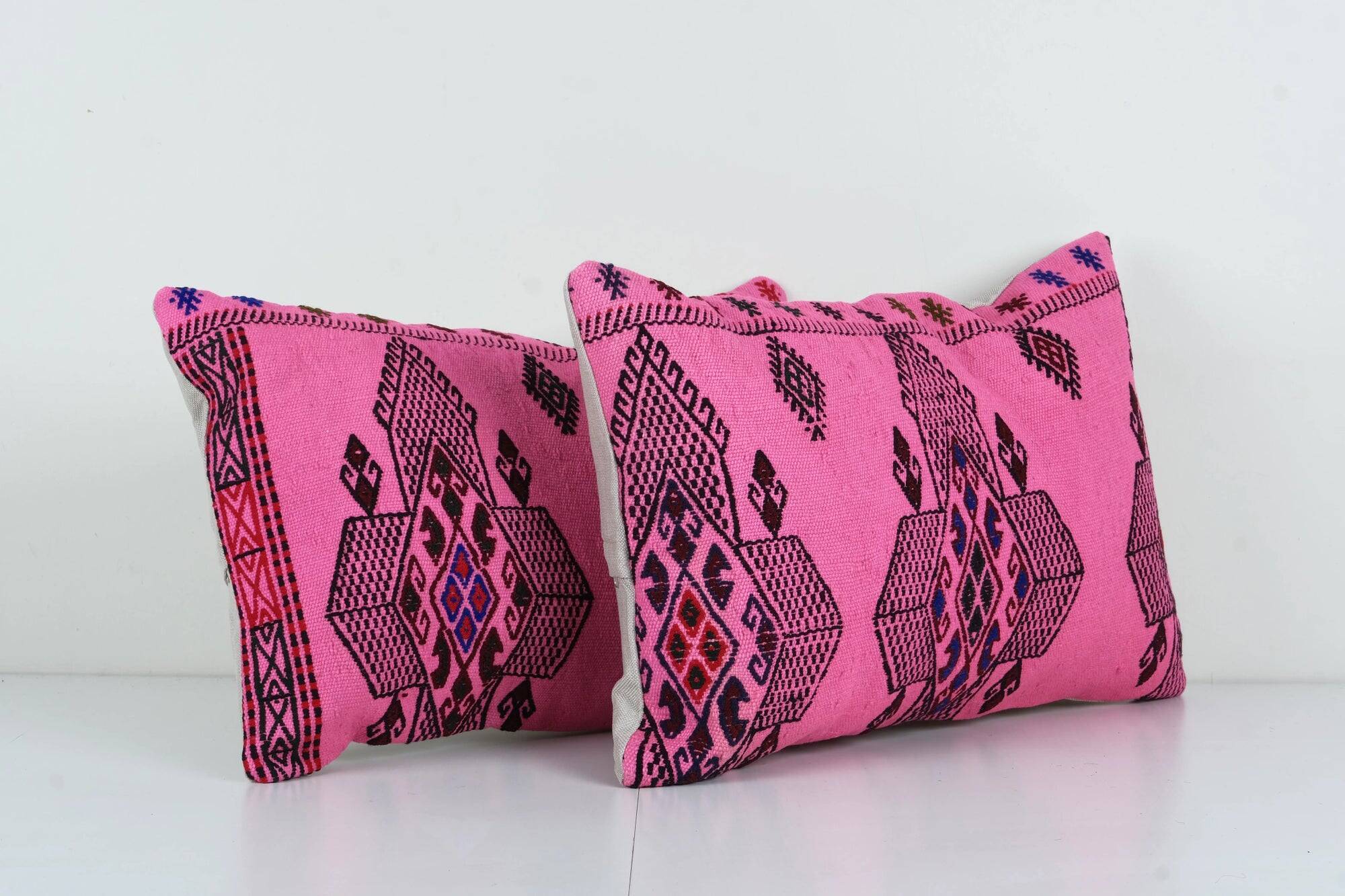 Set of 2 vintage kilim cushion covers 41x61 cm
