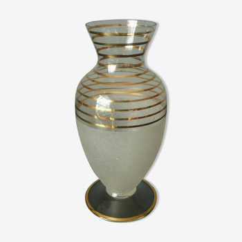 Vase verre granité et or