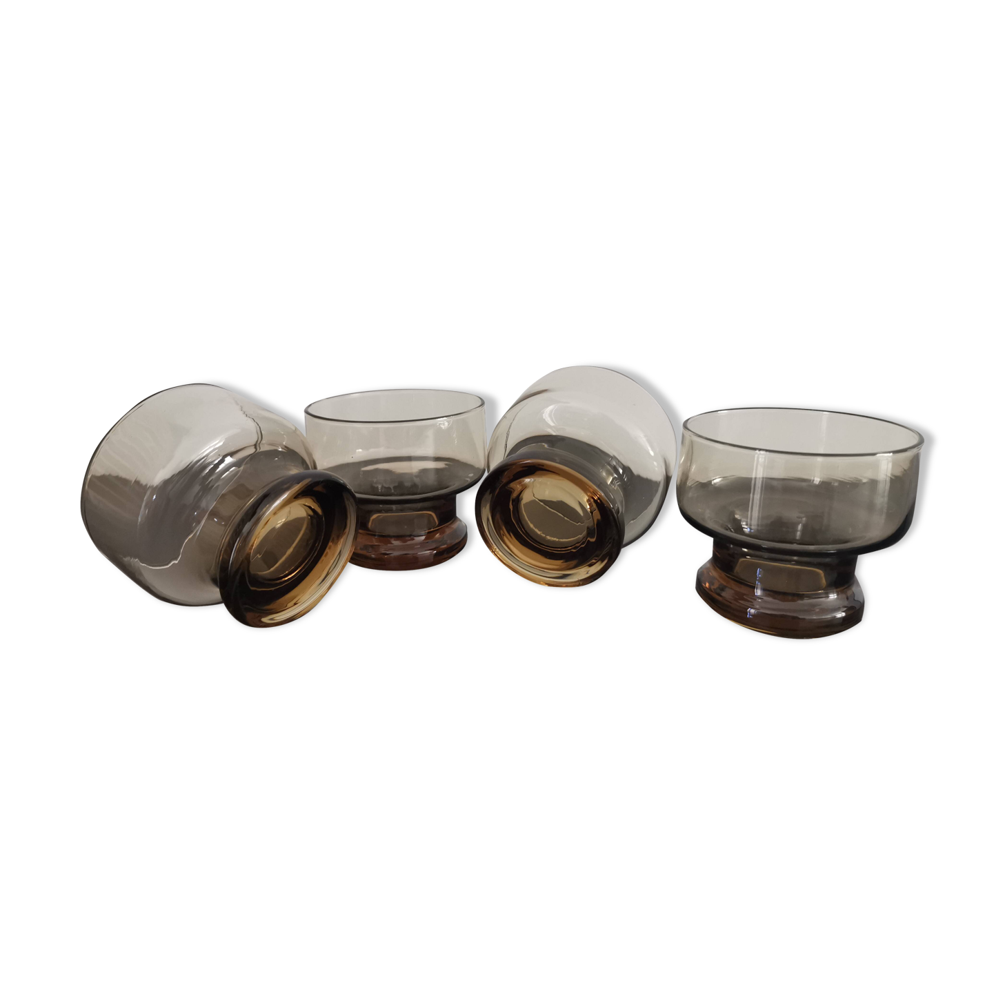 4 vintage 70s smoked glasses