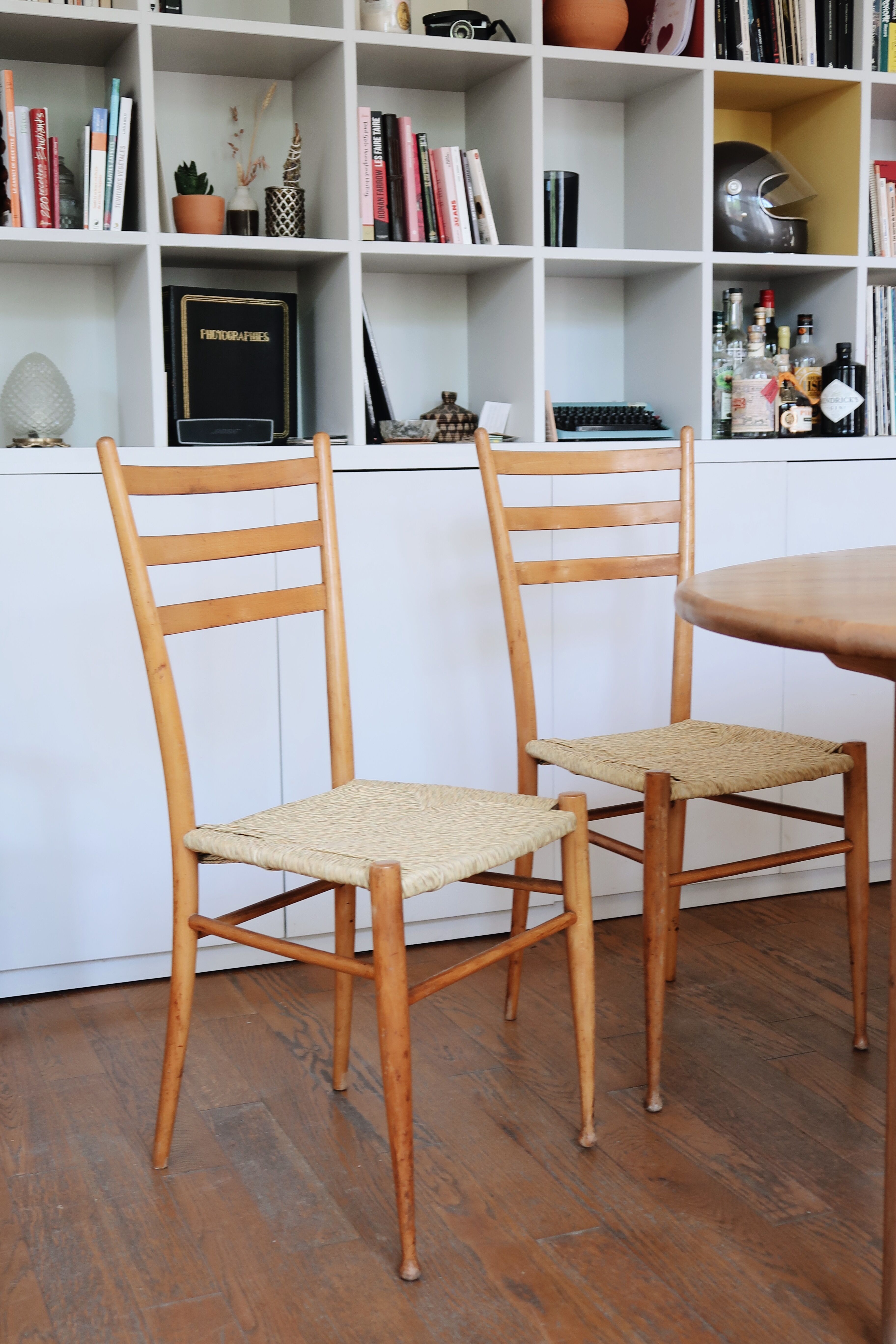 Pair of Scandinavian straw chairs