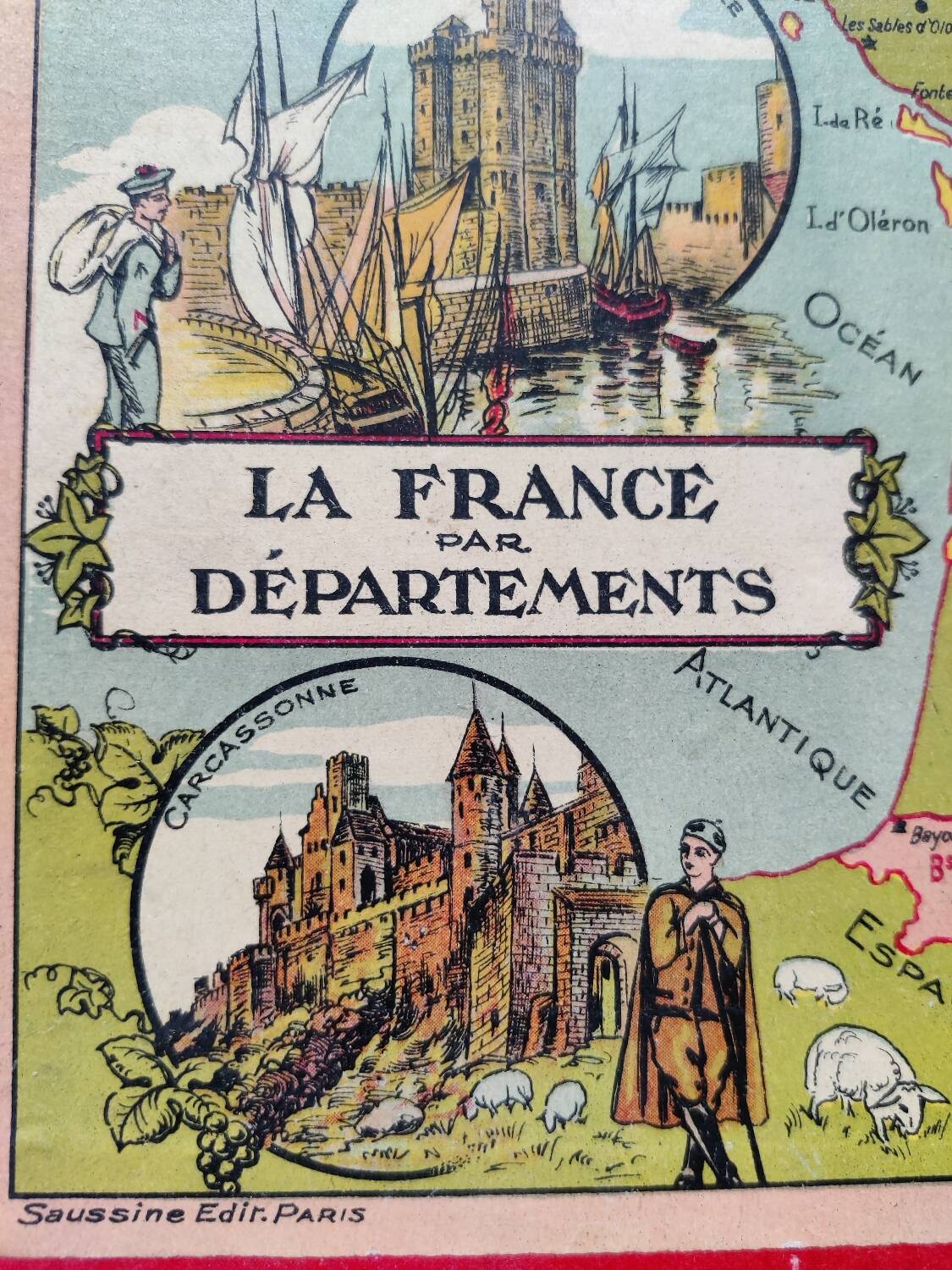 Patience game puzzle France by department Saussine antique