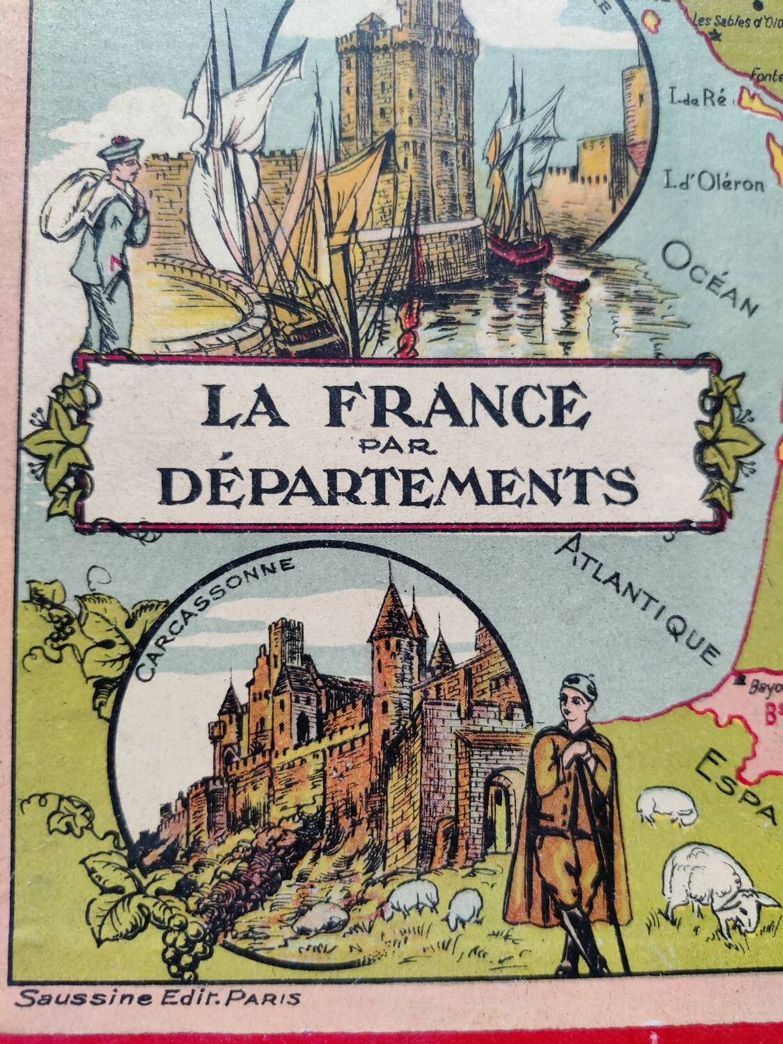Patience game puzzle France by department Saussine antique