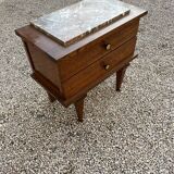 Vintage marble and oak bedside table 1950