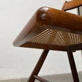 Mid-century wooden folding chair set with Viennese wicker seats, 1960s.