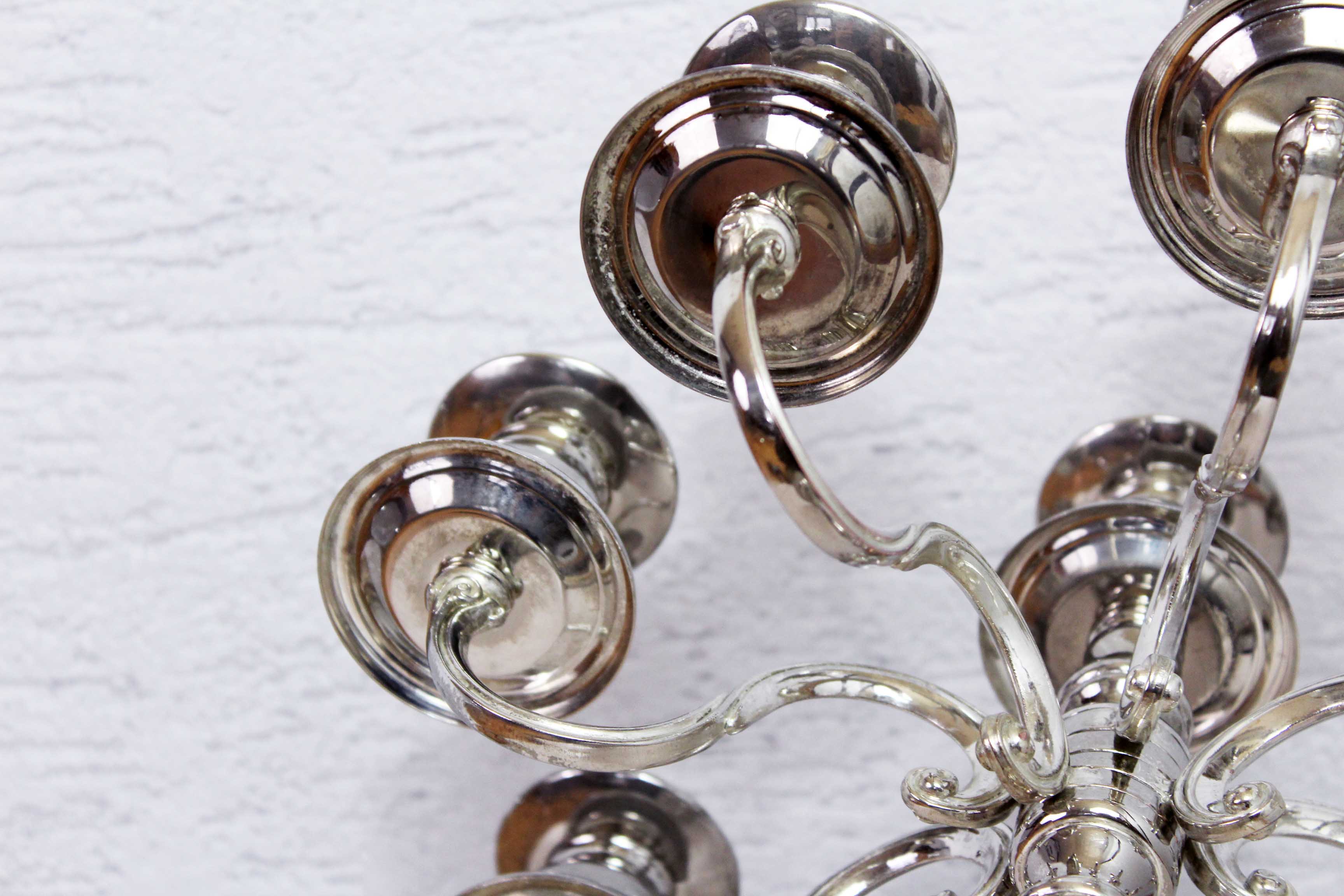 Large silver metal candlestick, groom candlestick