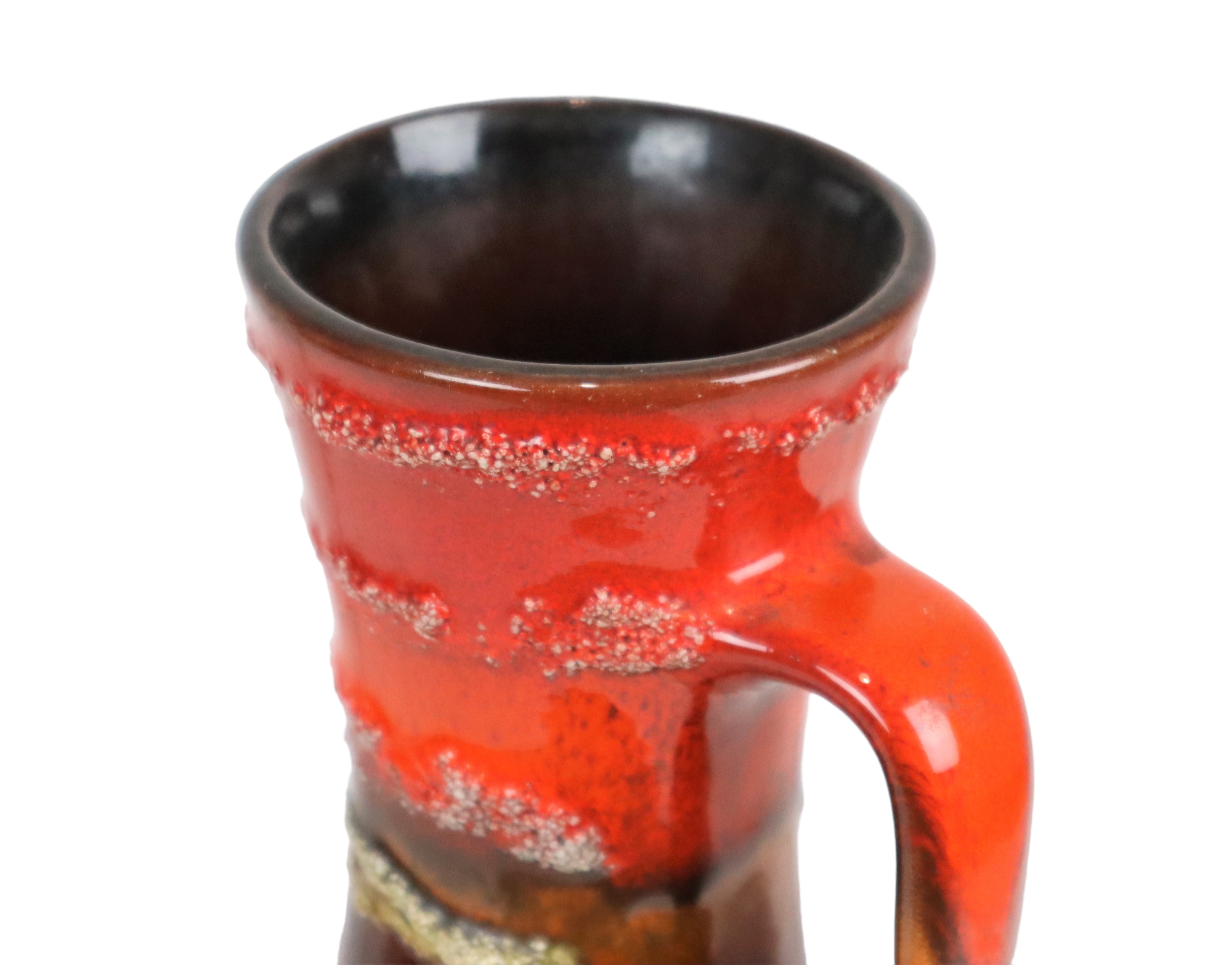 Fat lava vase Carstens west germany red orange drip glaze 6013-30