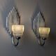 Pair of Ferro Art Iron and Glass Wall Sconces Art Deco Style 1970s