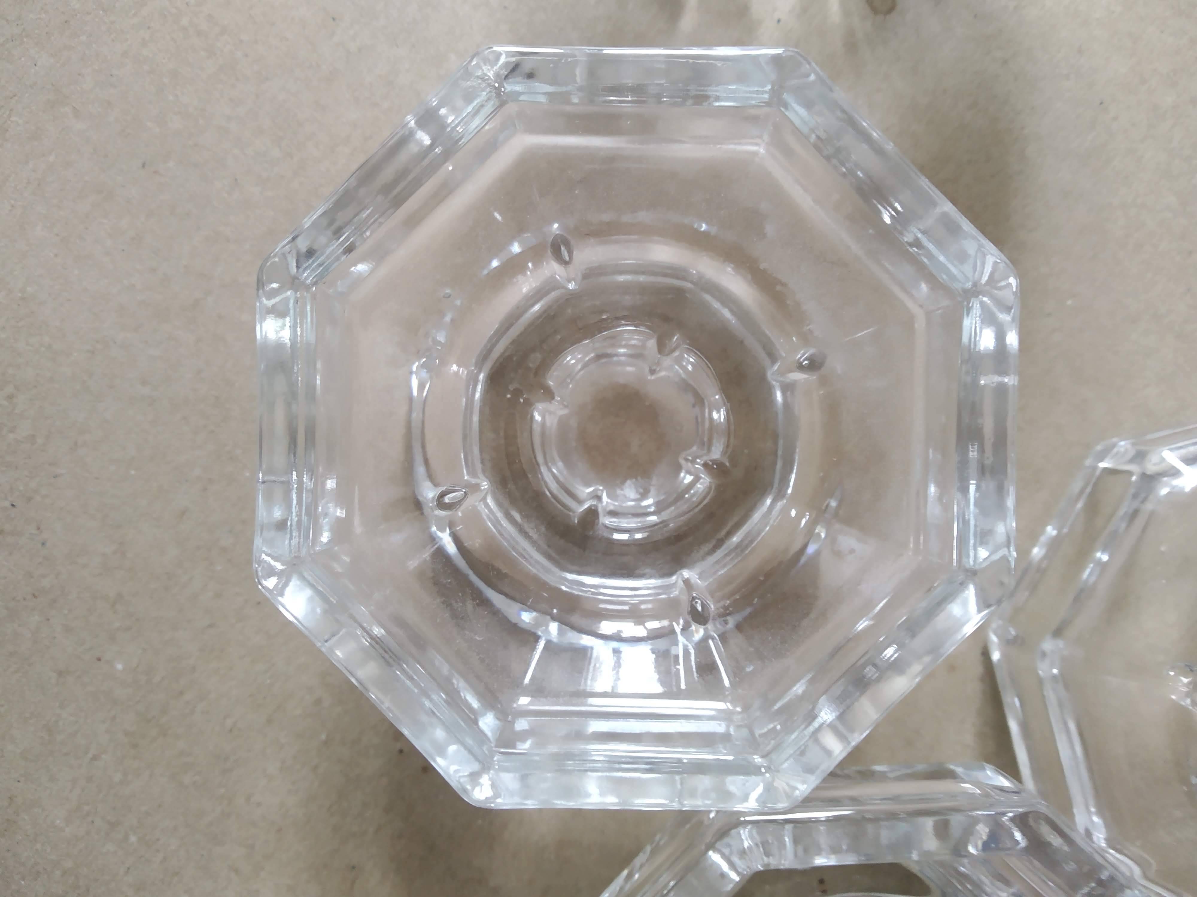 Set of 4 Art Deco style glass candle holders