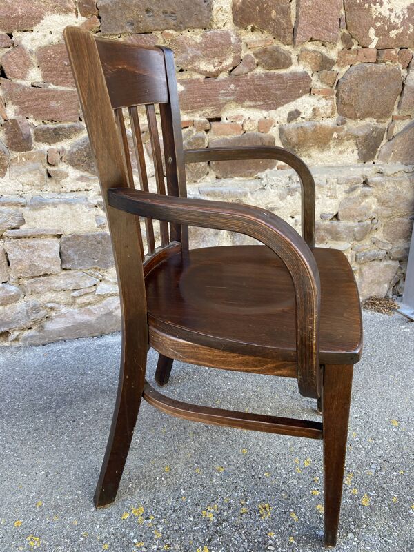 Paire de fauteuils type restaurant scholz colonial bois courbé américain vintage 80s