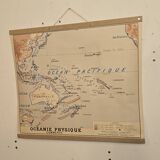 Old geography map school map Oceania political and physical co