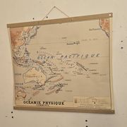 Ancienne carte de géographie carte d'école Océanie politique et physique co