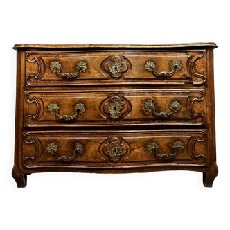 Lyonnaise chest of drawers in solid walnut Louis XV period eighteenth century