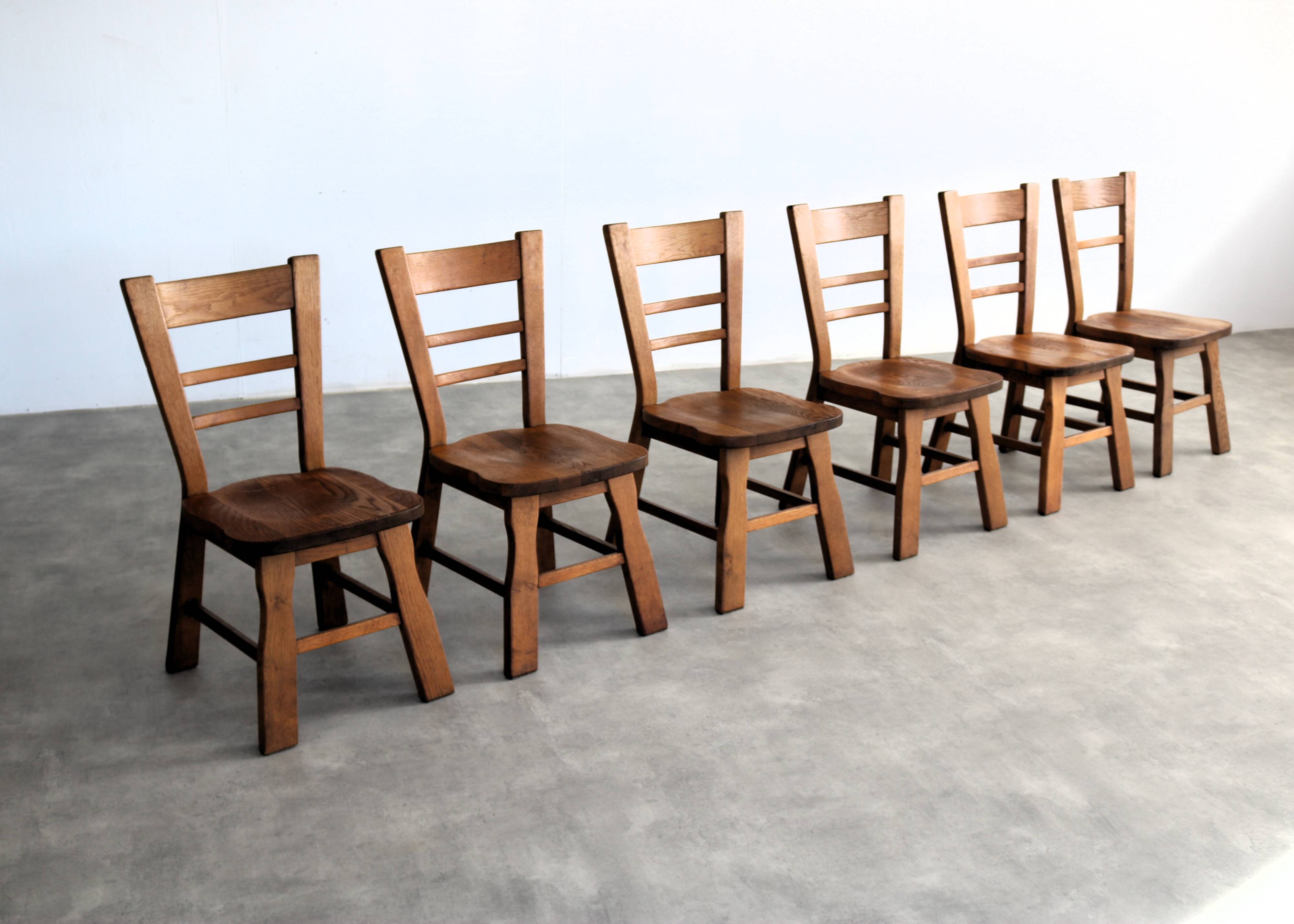 ensemble de 6 chaises à manger brutalistes