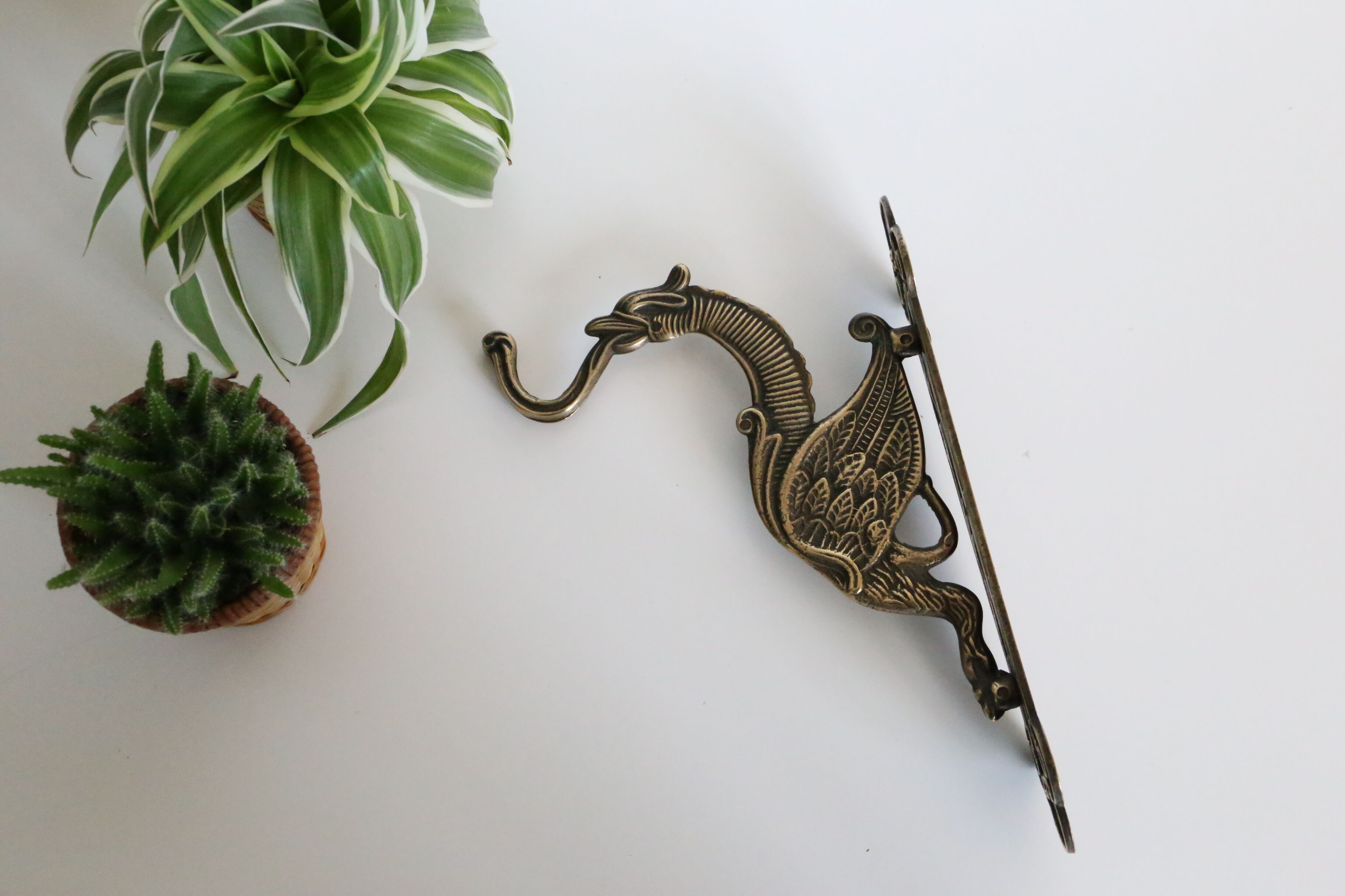 Gothic dragon rack, plant door or brass mantle holder
