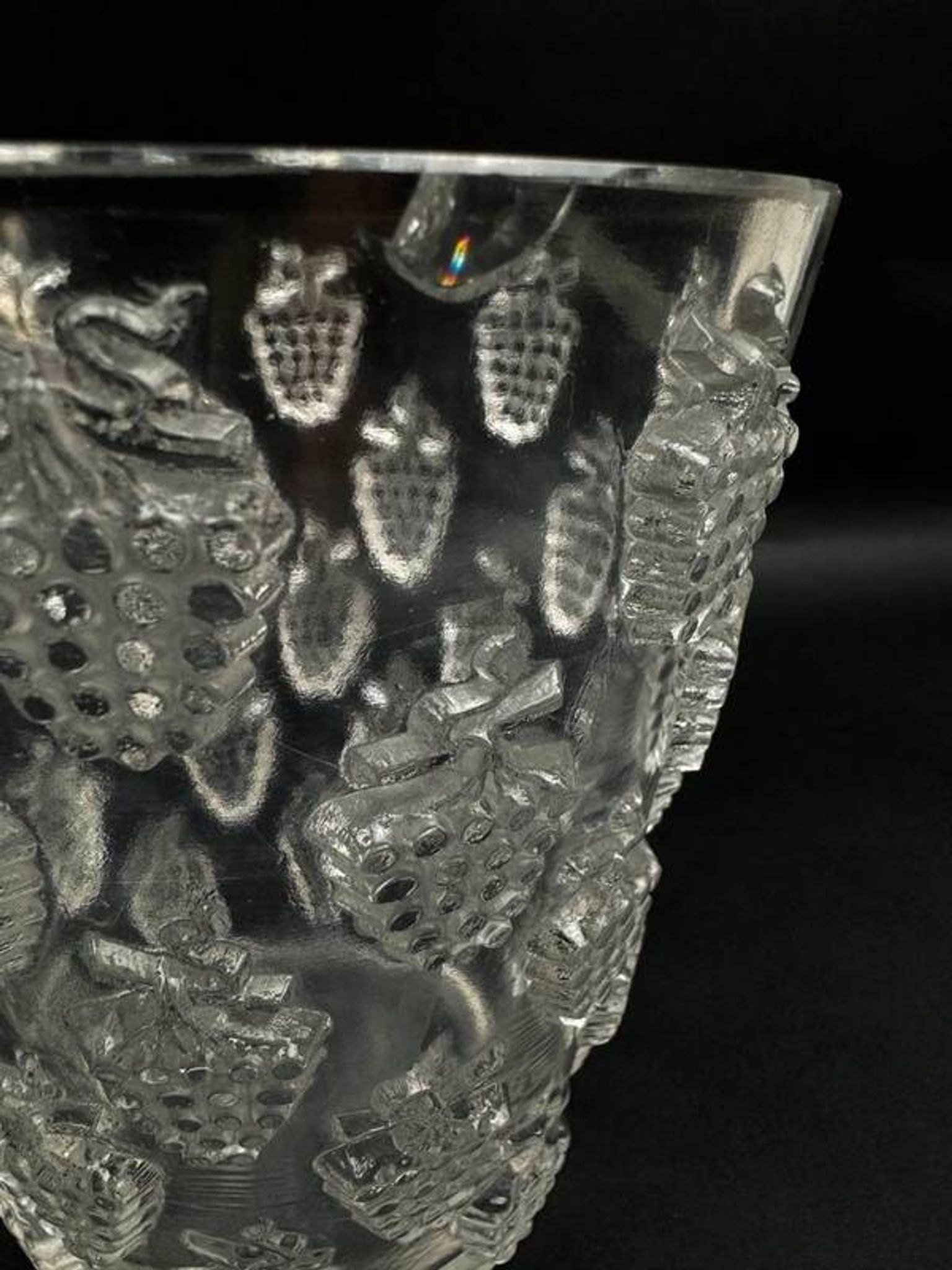 René Lalique "Malaga" model vase, pressed molded glass, circa 1937