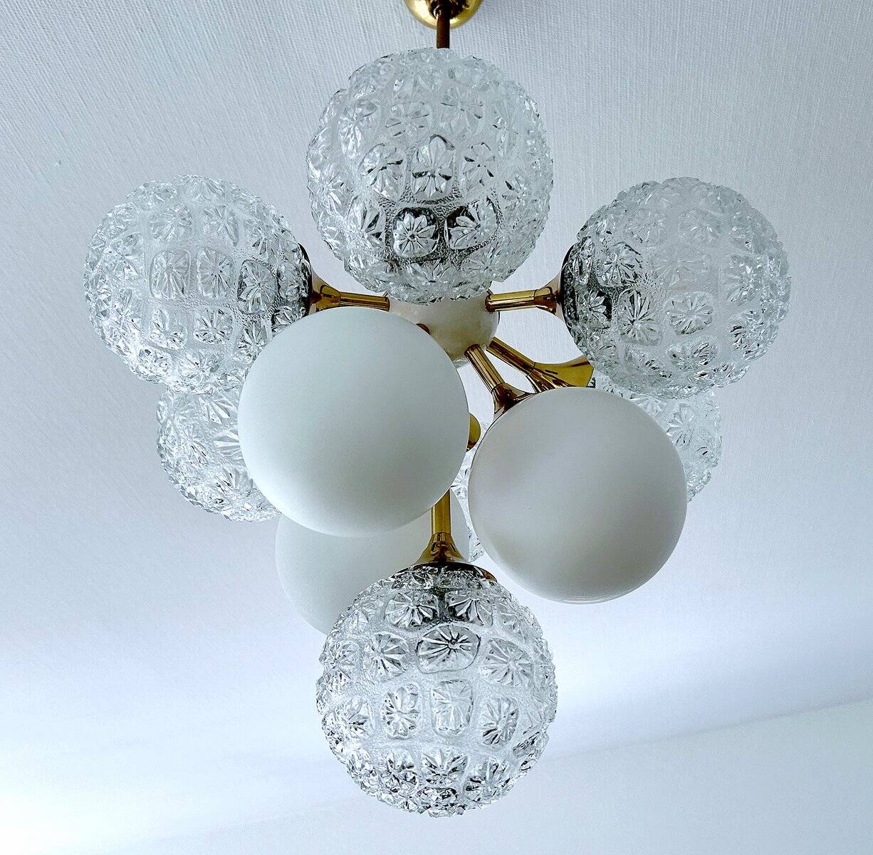 Large  Vintage Glass Pendant Light, 1960s