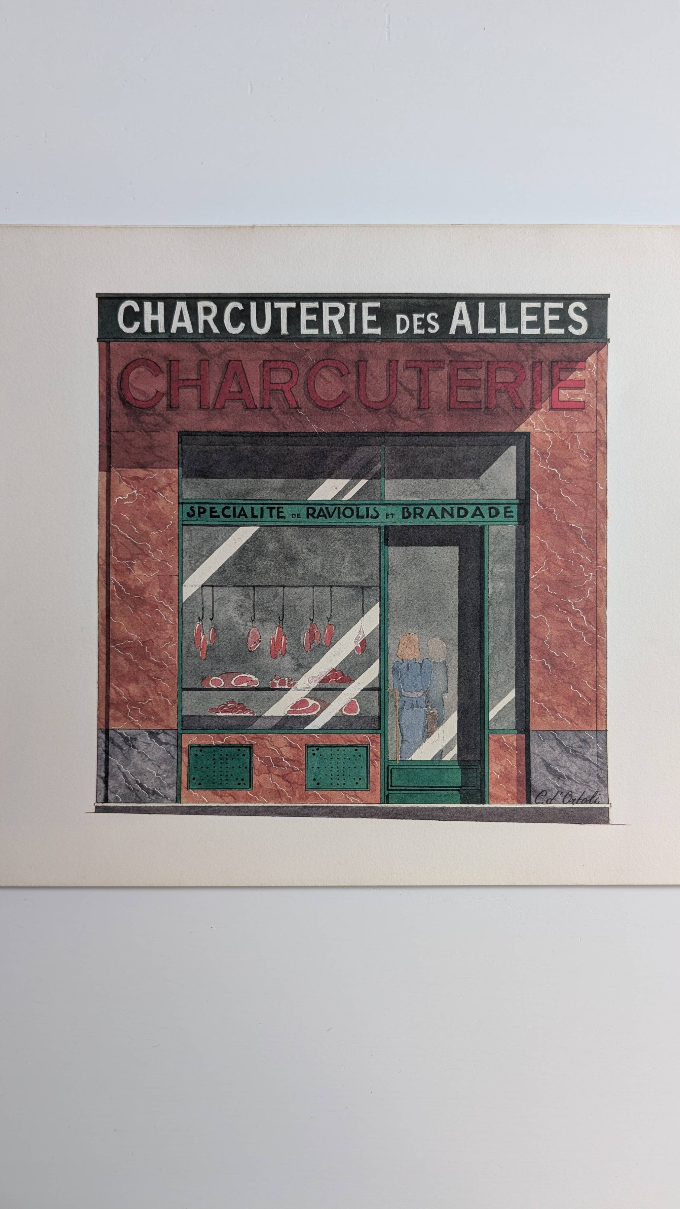 Lithograph "Charcuterie des Allées" – Catherine d'Ortoli