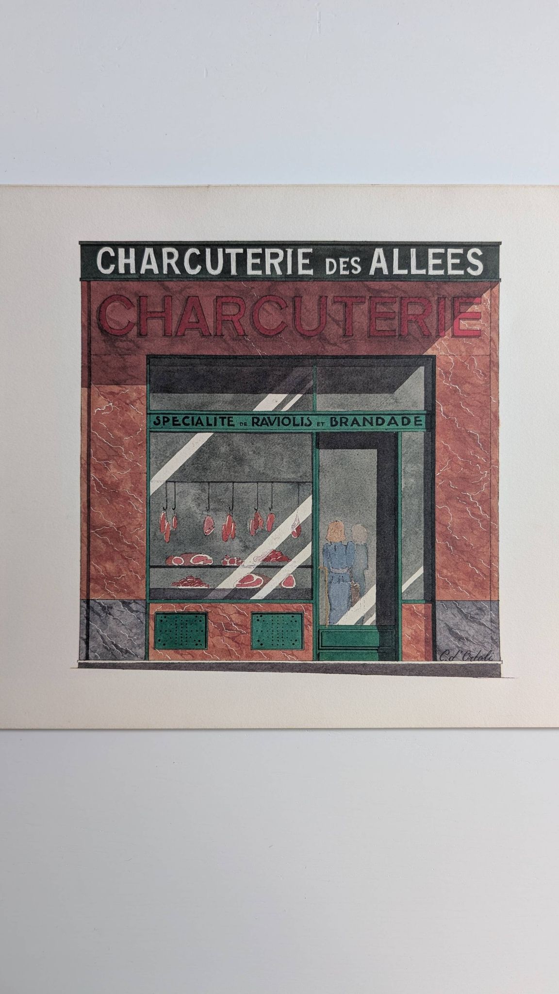 Lithograph "Charcuterie des Allées" – Catherine d'Ortoli