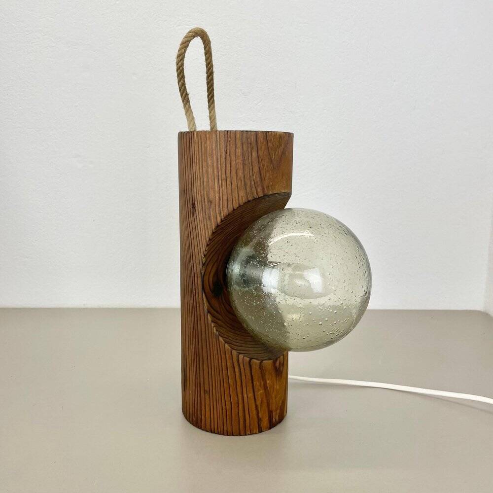 Grande lampe de table sculpturale et organique en bois de pin, attribuée à Temde Lights, Allemagne, années 1970
