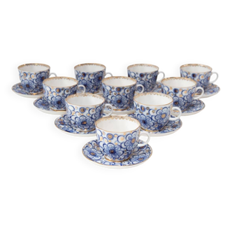 Service à té Lomonosov Saint Petersburg Imperial Porcelaine années 60/70 (10 personnes)