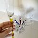 Set of 6 Vintage Champagne Flutes with Stand, German Handblown Glass