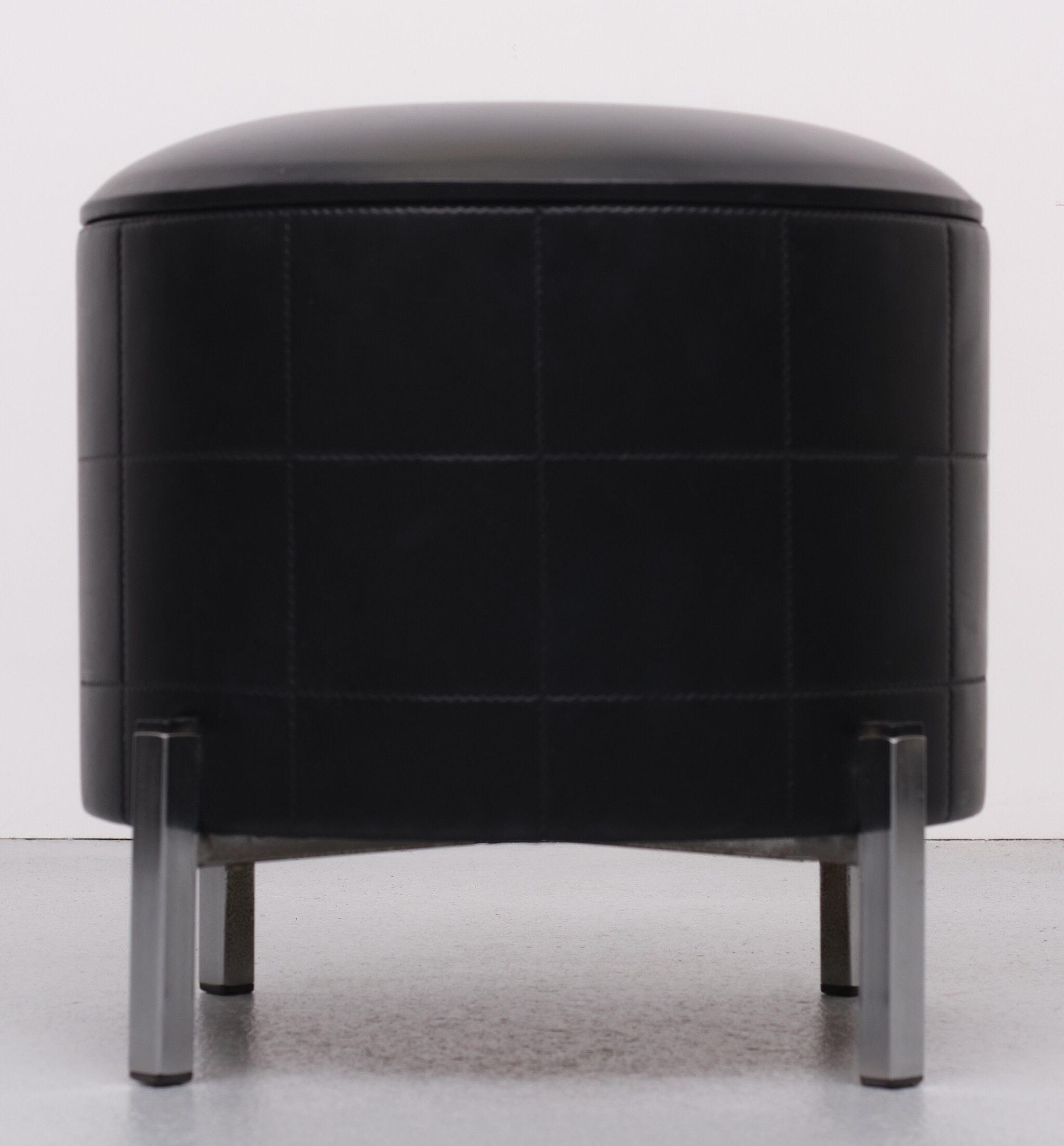 Black Faux Leather Sewing Stool, 1960s