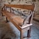 Banc de monastère antique XXL – Long banc de rangement en pin avec cadre en chêne, vers 1900–1920