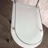 Chrome and transparent glass rolling dessert trolley, French Regency style from the 1960s.